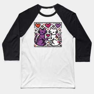 Show Your Love - Keith Haring inspired Cat Design Baseball T-Shirt